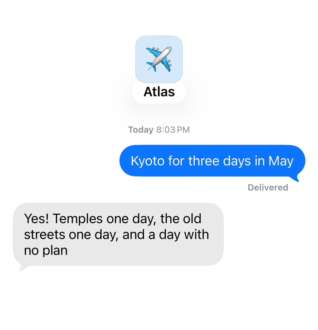 A chat with Atlas, a travel agent